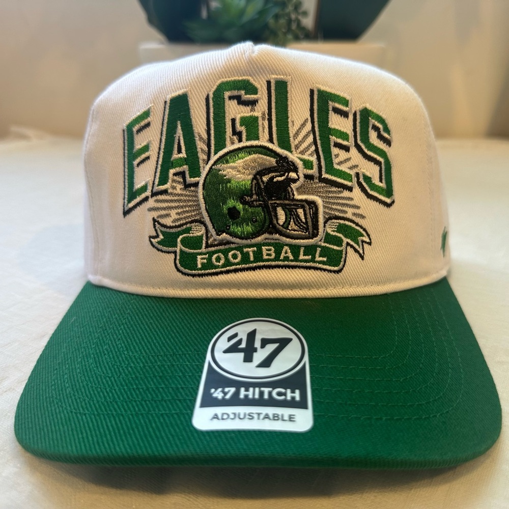 '47 Hitch Philadelphia Eagles White and Green Snapback Hat